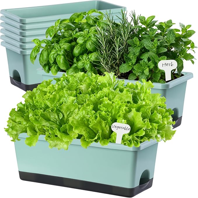 Window Box Planter 8 Pcs, 17 Inches Rectangle Flower Pots - Image 2