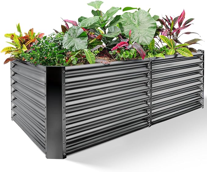 Land Guard 8×4×2 ft Galvanized Raised Garden Bed Kit, Galvanized Planter Raised by LandGuard