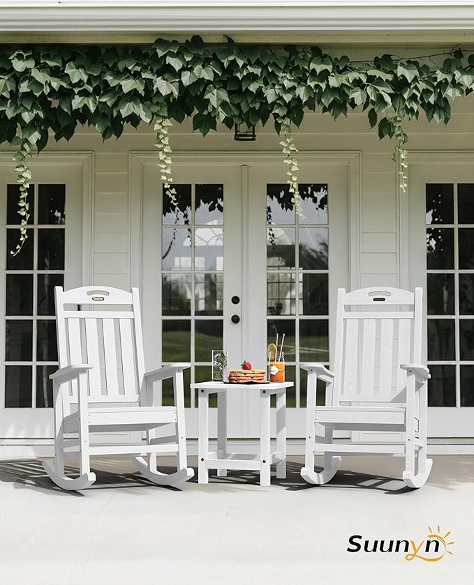 Oversized Rocking Chairs Outdoor Set of 4, High Back Porch Rocking Chair - Image 2
