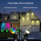 Halloween Christmas Outdoor Spotlights, 12W RGBW Colors Changing Landscape - Image 7