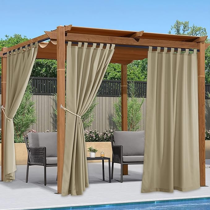 NICETOWN Patio Curtains Outdoor Waterproof 84 inch Long 2 Panels=110" Wide by NICETOWN