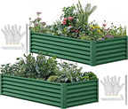 YITAHOME 72x36x18 in 2pcs Galvanized Raised Garden Bed Kit, Large Metal Planter by YITAHOME