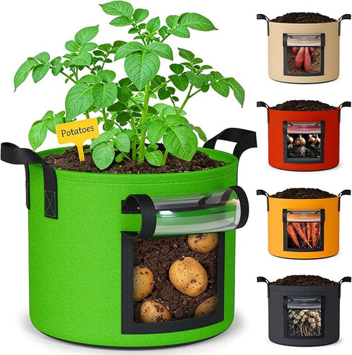 15 Gallon Potato Grow Bags: Set of 5 Colorful Gardening Supplies Fabric Pots by NESSTU