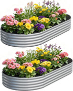 zizin 2 Pack Oval Galvanized Raised Garden Bed Kit 8x4x1ft Large Metal Planter by zizin