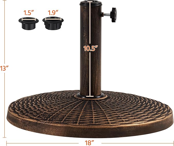 Yaheetech 22 lbs Heavy Duty Outdoor Umbrella Base 18" Round Patio All-Weather - Image 3