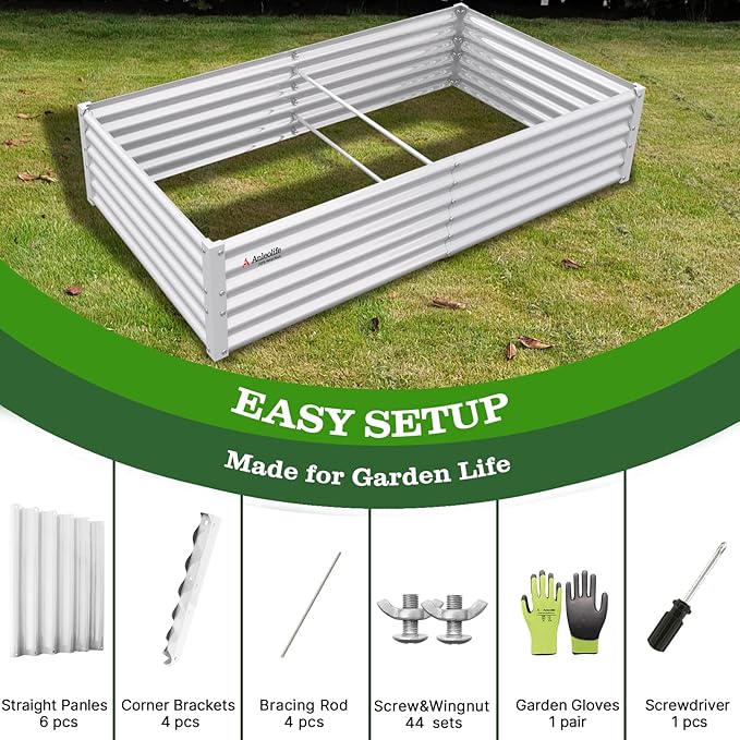 A ANLEOLIFE 6X3X1.5 ft Galvanized Raised Garden Beds Outdoor, Rectangular Metal - Image 6