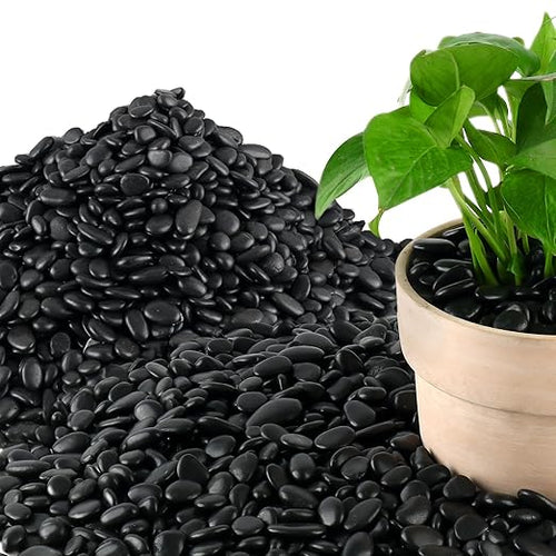 45LB Polished Black Pebbles, 1/4" by Unknown
