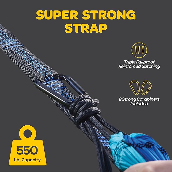 Durable Hammock 550 lb Capacity, Nylon Camping Hammock Chair - Image 4