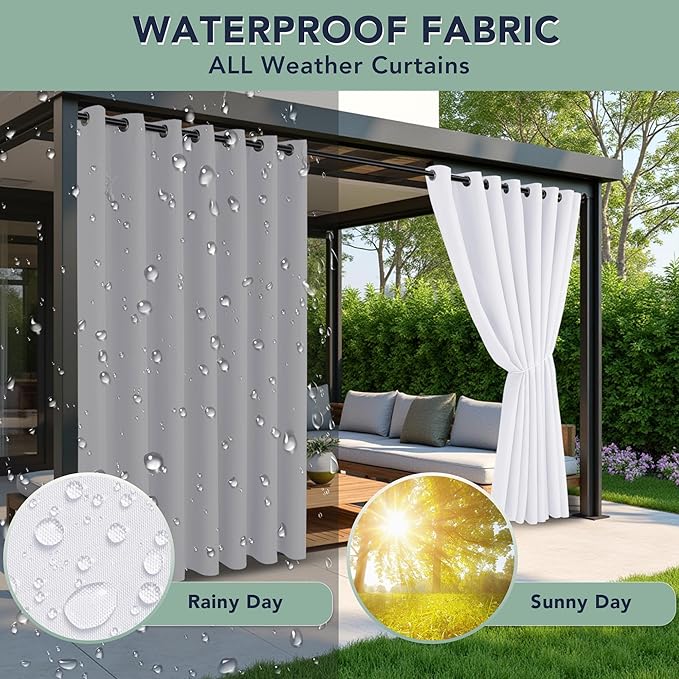 White Outdoor Curtains for Patio Waterproof - Image 2