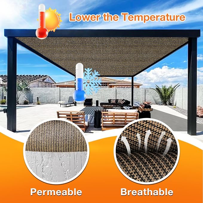 Artpuch Outdoor Pergola Shade Cover 10x17 FT Sun Shade Cloth - Image 4