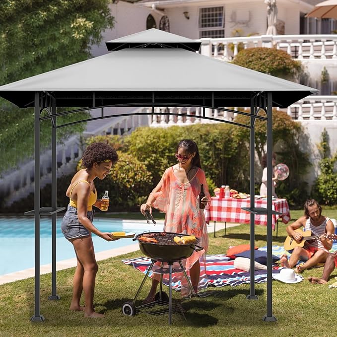 Grill Gazebo Replacement Top, 5 * 8 Outdoor BBQ Top Cover, Double Layer BBQ - Image 5