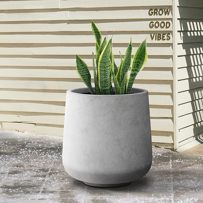 Kante 15.3" Dia Round Concrete Planter, Outdoor Indoor Large Plant Pots - Image 6