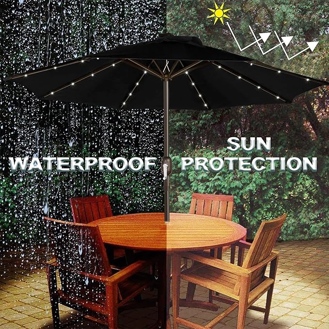 Blissun 9 ft Solar Umbrella, 32 LED Lighted Patio Umbrella, Table Market - Image 5