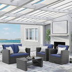 Wisteria Lane 4 Piece Patio Furniture Set, Wicker Outdoor Patio Conversation - Image 9