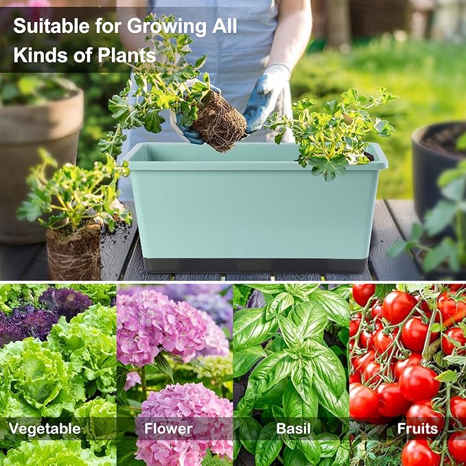 Window Box Planter 6 Pcs, 17 Inches Rectangle Flower Pots - Image 7