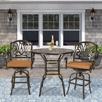 VIVIJASON 3-Piece Patio Swivel Bar Stools Set, All Weather Cast Aluminum - Image 7