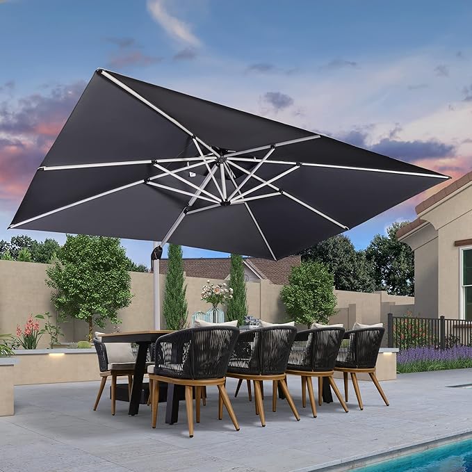 PURPLE LEAF 10' X 13' Patio Umbrella Outdoor Rectangle Umbrella Large by PURPLELEAF
