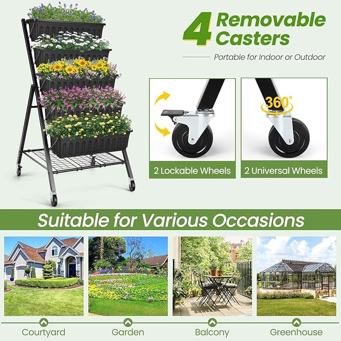 SEJOV 5-Tier Raised Garden Bed, 4FT Vertical Garden Planter - Image 4