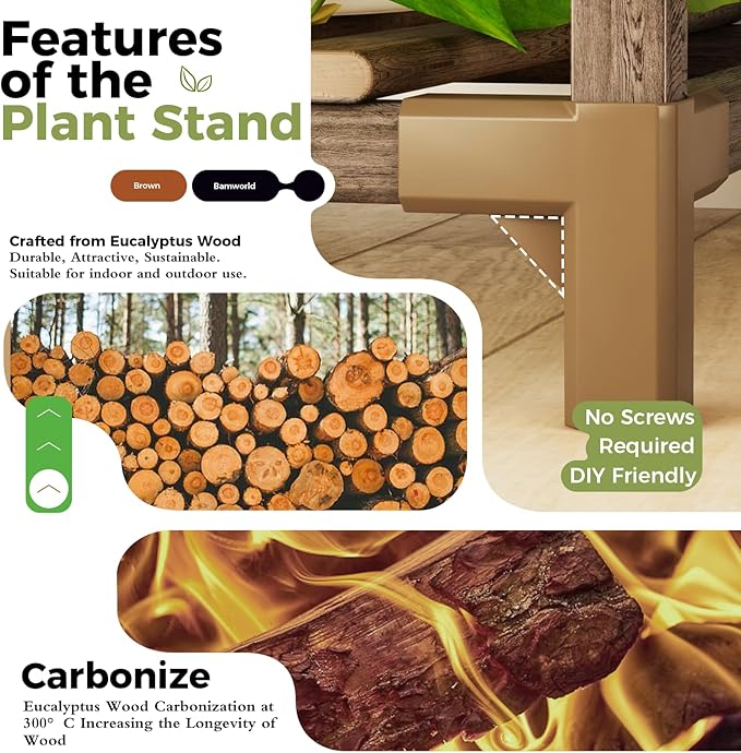Bamworld Plant Shelf Indoor Hanging Plant Stand Outdoor Large Plant Shelves - Image 10