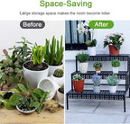 aboxoo 3 Tier Stair Style Large Metal Plant Stand, Garden Display Shelf Flower - Image 4