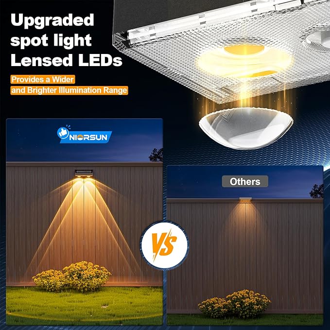 NIORSUN Solar Fence Lights, 24 Pack Deck Light, Led Lights Warm White Outdoor - Image 3