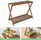 Wooden Plant Stand Indoor 2 Tier Narrow Plant Stand Outdoor Plant Shelf Display - Image 2