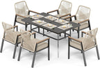 7 Pieces Patio Dining Set, 6 x Woven Rattan Chairs - Image 9