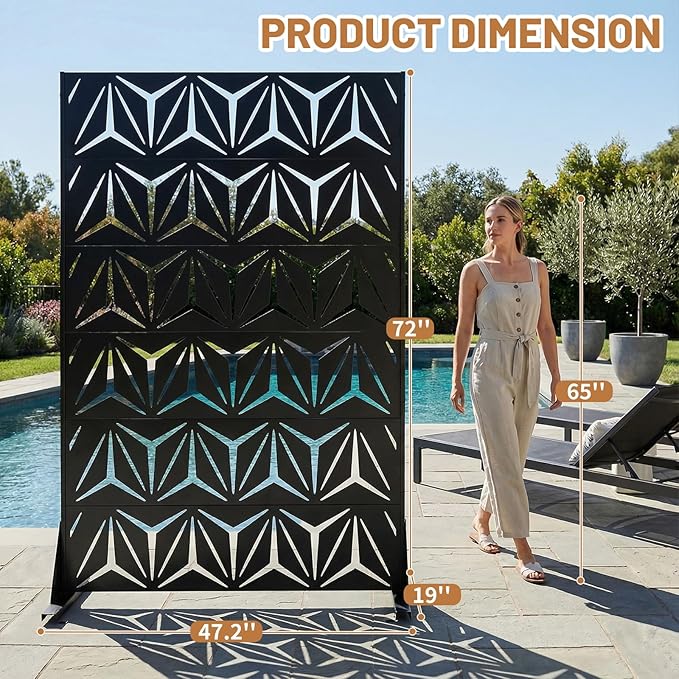 VINGLI Privacy Fence Panels, 72H’’ x 47W’’ Metal Privacy Screen Freestanding - Image 6