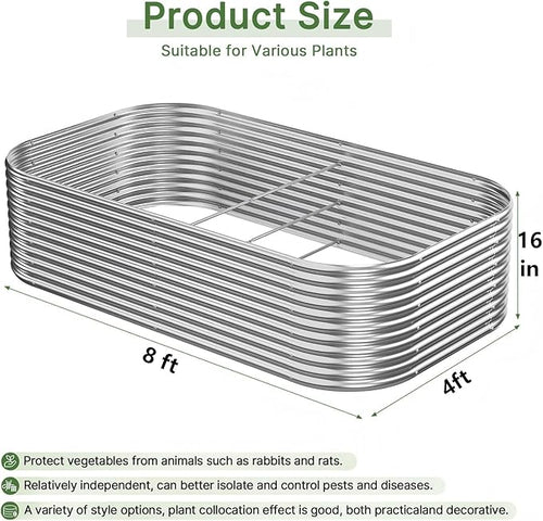 2 PCS Tall 8x4ft Galvanized Raised Garden Bed Outdoor, Metal Garden Bed - Image 2