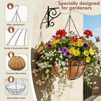 12 inch Metal Hanging Baskets For Plants Outdoor 4 Pack Round Metal Wire - Image 6