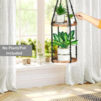 2 Tier Macrame Plant Hanger | Plant Hanger Indoor, Hanging Planter | Hanging - Image 7