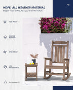 KINGYES HDPE Rocking Chairs Outdoor, Patio Rocking Chairs - Image 7