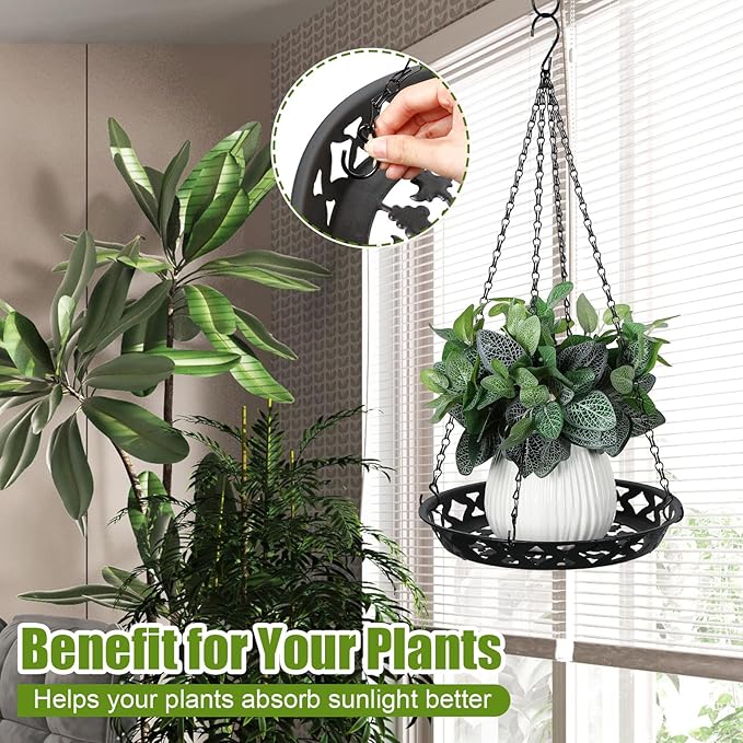 Enhon 3 Pack Plant Hanger, 12 Inch Metal Hanging Planter - Image 2