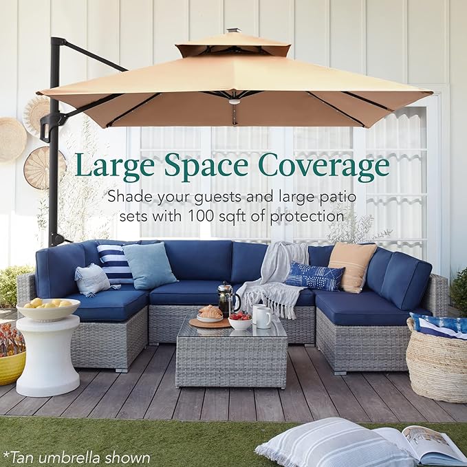 Best Choice Products 10x10ft Cantilever Patio Umbrella w/Base Included - Image 3