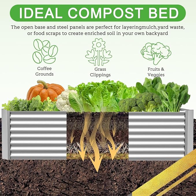 FRIZIONE 3pcs Galvanized Raised Garden Bed Outdoor, Above Ground Garden Bed - Image 5