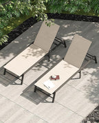 Aluminum Chaise Lounge Chair Outdoor, Foldable Patio Lounge Chair 2 Sets - Image 2