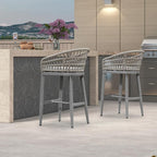 PURPLE LEAF Outdoor Rattan 29" Bar Stools Set of 2, Modern Boho Aluminum Patio - Image 7