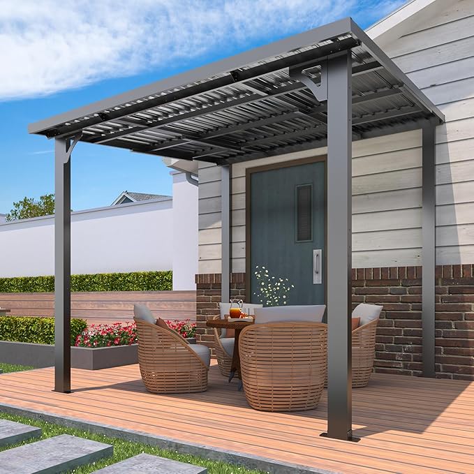 AECOJOY 8x8 Hardtop Gazebo Outdoor Pergola, Small Heavy Duty Lean to Metal - Image 6