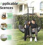 Double Egg Chair with Stand Hammock Swing Chair Foldable Hanging Loveseat - Image 6