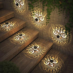 4 Pack Solar Fence Lights Metal Solar Powered Outdoor Wall Deck Step Lights Owl - Image 5