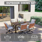 Grand patio 7-Piece Outdoor Dining Set, 6 Leather-Look Resin Wicker Swivel - Image 2