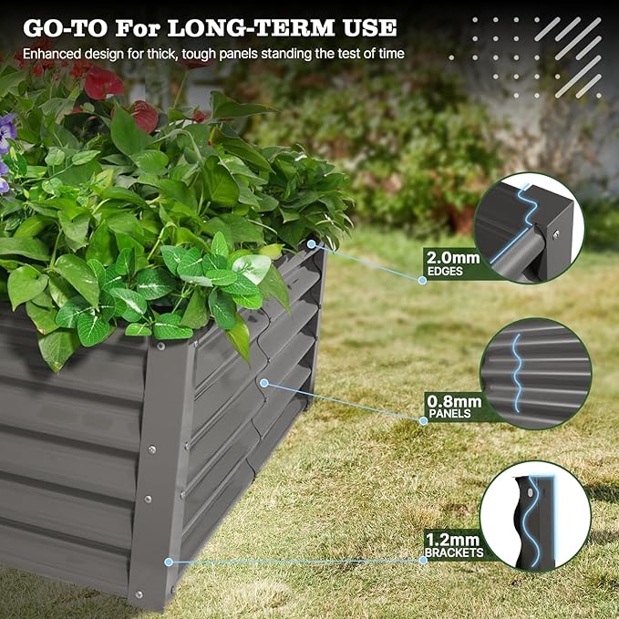 A ANLEOLIFE Set of 6, 18 Inch Tall Quartz Grey Raised Garden Beds Kit, - Image 4
