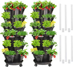 Strawberry Vertical Planter 2 Pack, 6 Tiered Stacking Garden Tower, Stackable by Tectsia