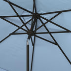 SAFAVIEH 9ft Outdoor Patio Umbrella, Baby Blue & White Trim, Auto Crank Tilt - Image 5