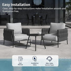 East Oak 3-Piece Patio Furniture Set | Armchairs & Coffee Table | Outdoor - Image 8
