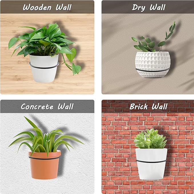 6 Pack 8 inch Flower Pot Holder Ring, Flower Pot Holder Ring Wall Mounted Set - Image 7