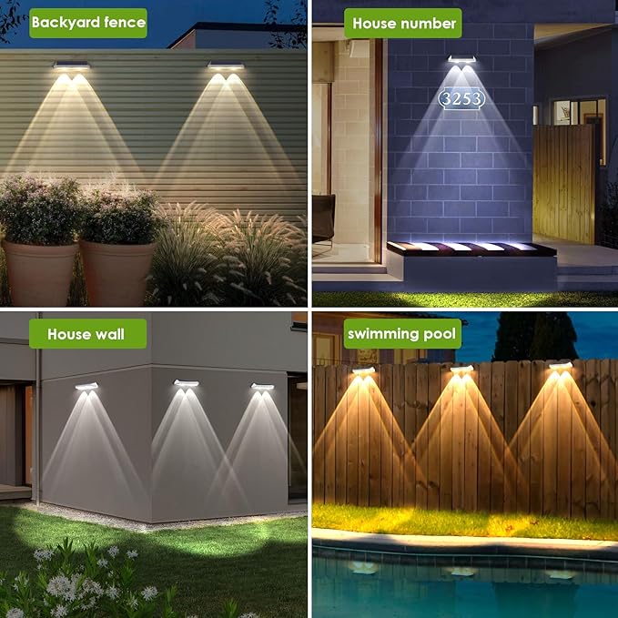 12 Pack Solar Fence Lights Outdoor Waterproof LED - Image 6