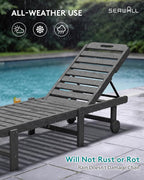 SERWALL Outdoor Chaise Lounge Set of 2, All-Weather HDPE Pool Lounge Chairs - Image 7