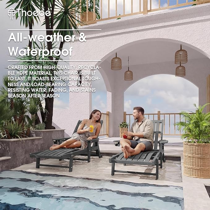 Patio Chaise Lounge Chair Set of 4, Oversized Lounge Chair Outdoor - Image 7