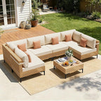 ABCASA Patio Furniture Set, Boho Patio Conversation Set Sectional Sofa by ABCASA